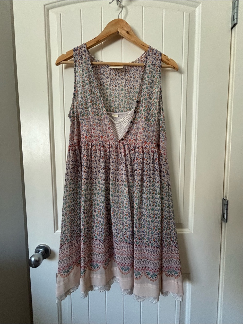 Maeve Floral Mini Dress in Cream, Pink, Green
